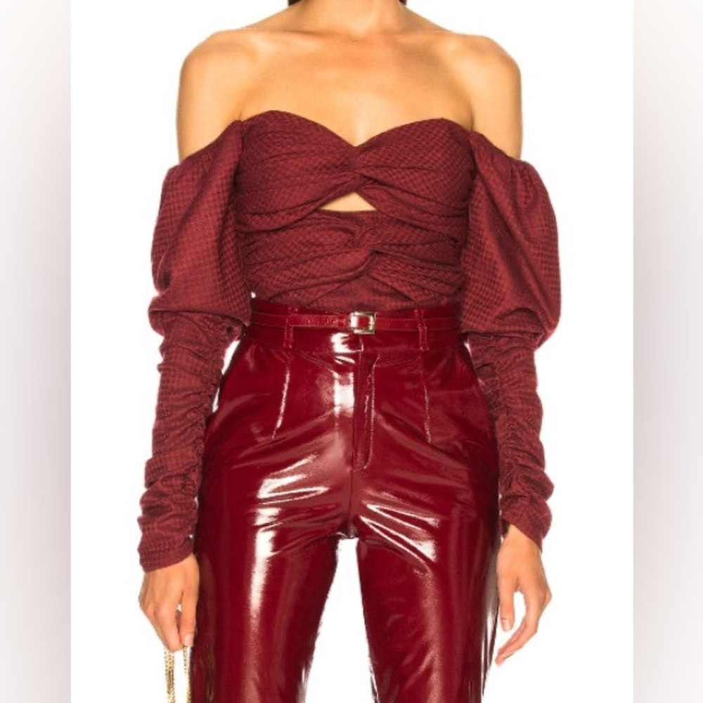 NWT Zeynep Arcay Wool Silk Plaid Bodysuit